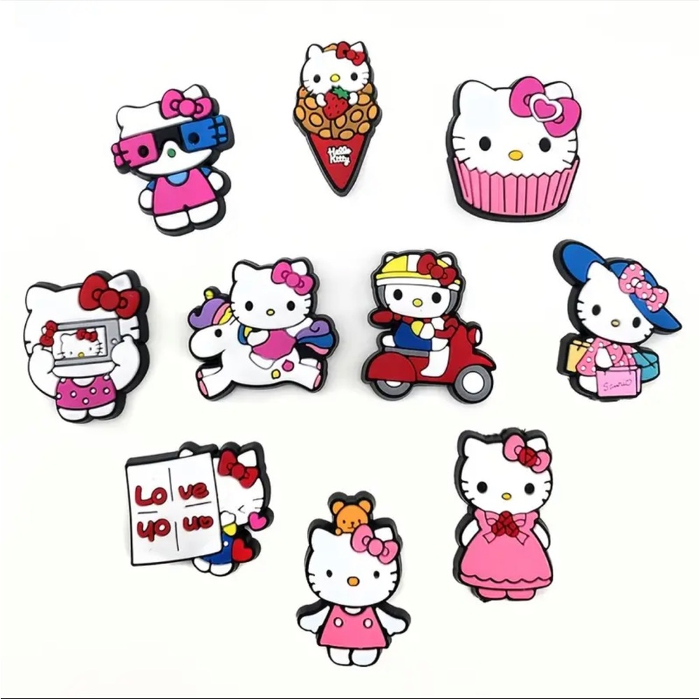 🆕 10PCS Hello Kitty Kawaii Style Shoes Decoration Charms For Clogs Sanda… - Picture 2 of 8